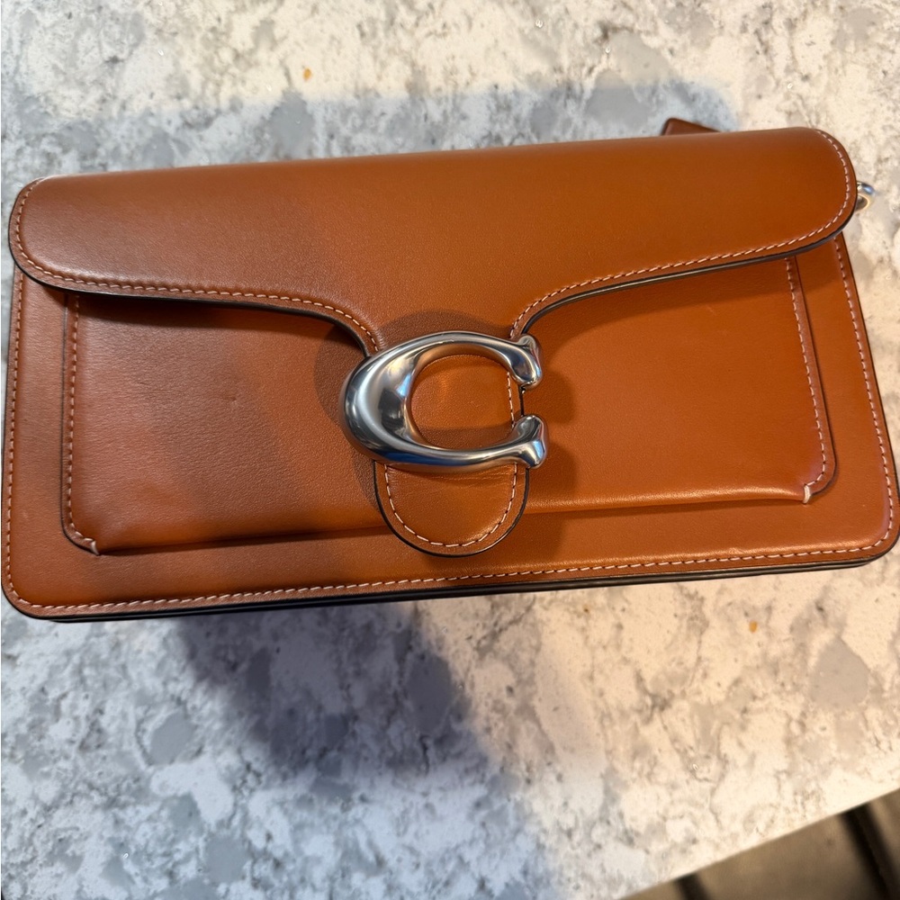 Coach Brown Leather Clutch with Silver Accent. Tabby 26